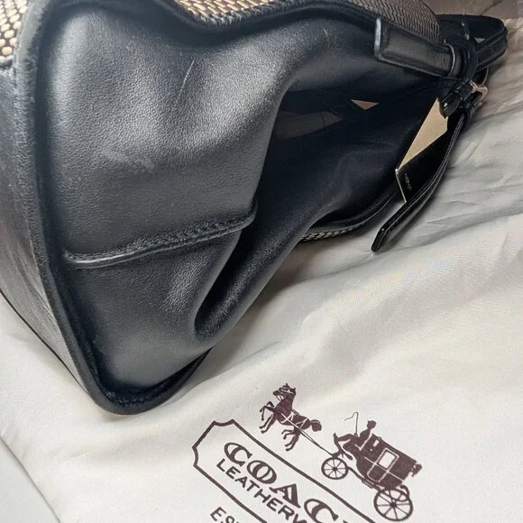 Coach Madison Carlyle Cream Black Leather Shoulder Bag Gold Hardware #32363 - Picture 14 of 16